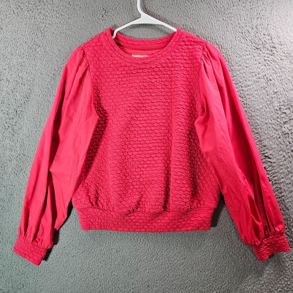 Porridge Anthropologie Sweater Women Small Cotton Stretch Long Sleeve Red Preppy